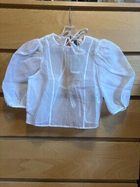 NWT H&M WHITE SHEER BLOUSE TOP, SIZE: XS
